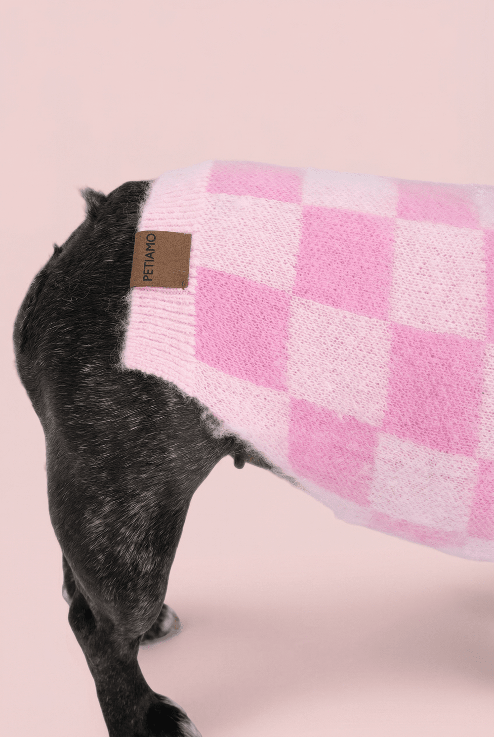 Checkered Knit Dog Sweater for Small Dogs – Soft Crewneck Outfit
