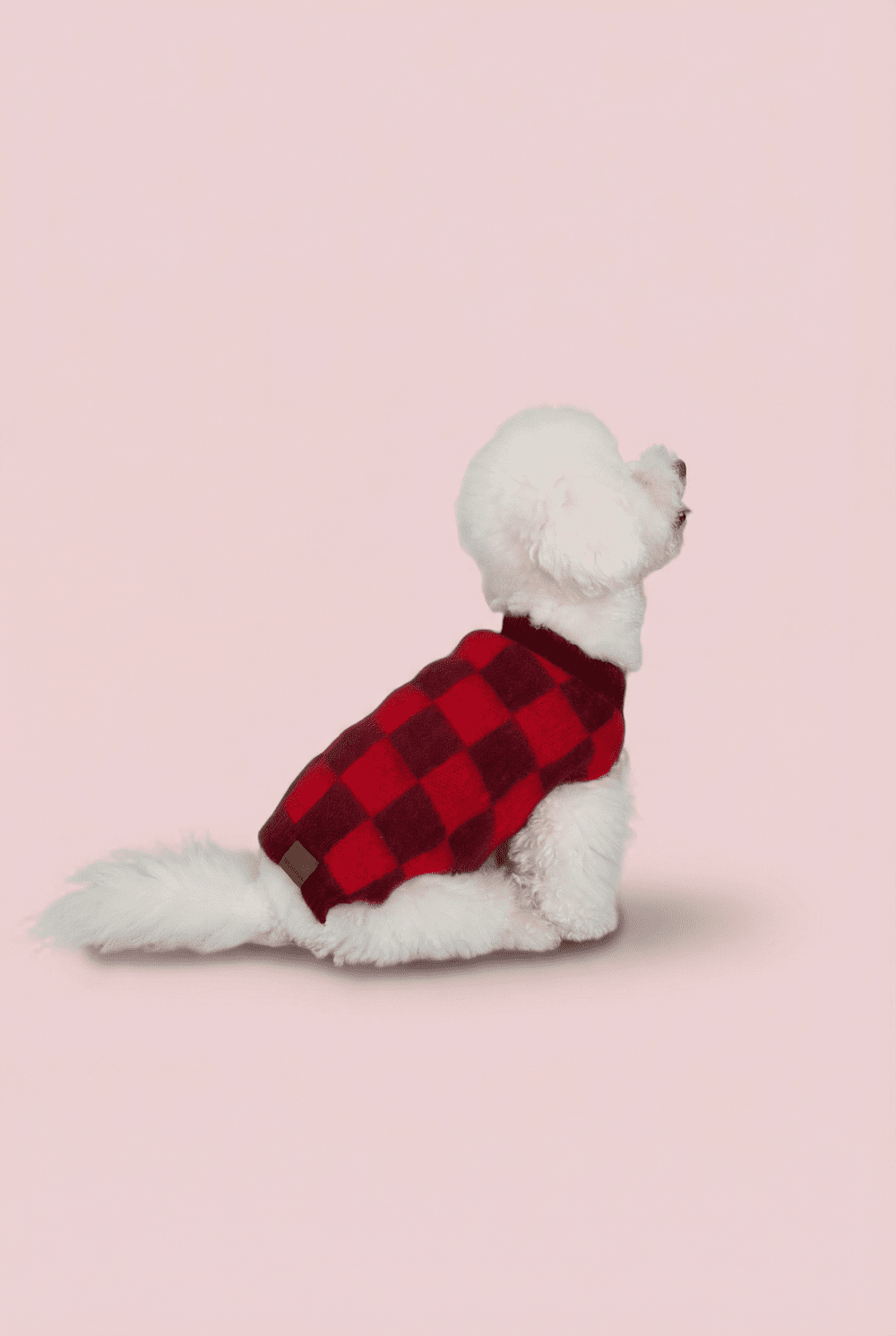 Checkered Knit Dog Sweater for Small Dogs – Soft Crewneck Outfit