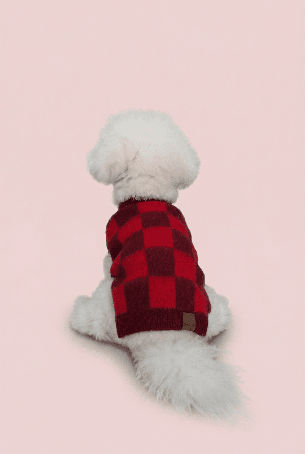 Checkered Knit Dog Sweater for Small Dogs – Soft Crewneck Outfit